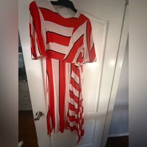 Topshop Red and White Striped Maxi Dress